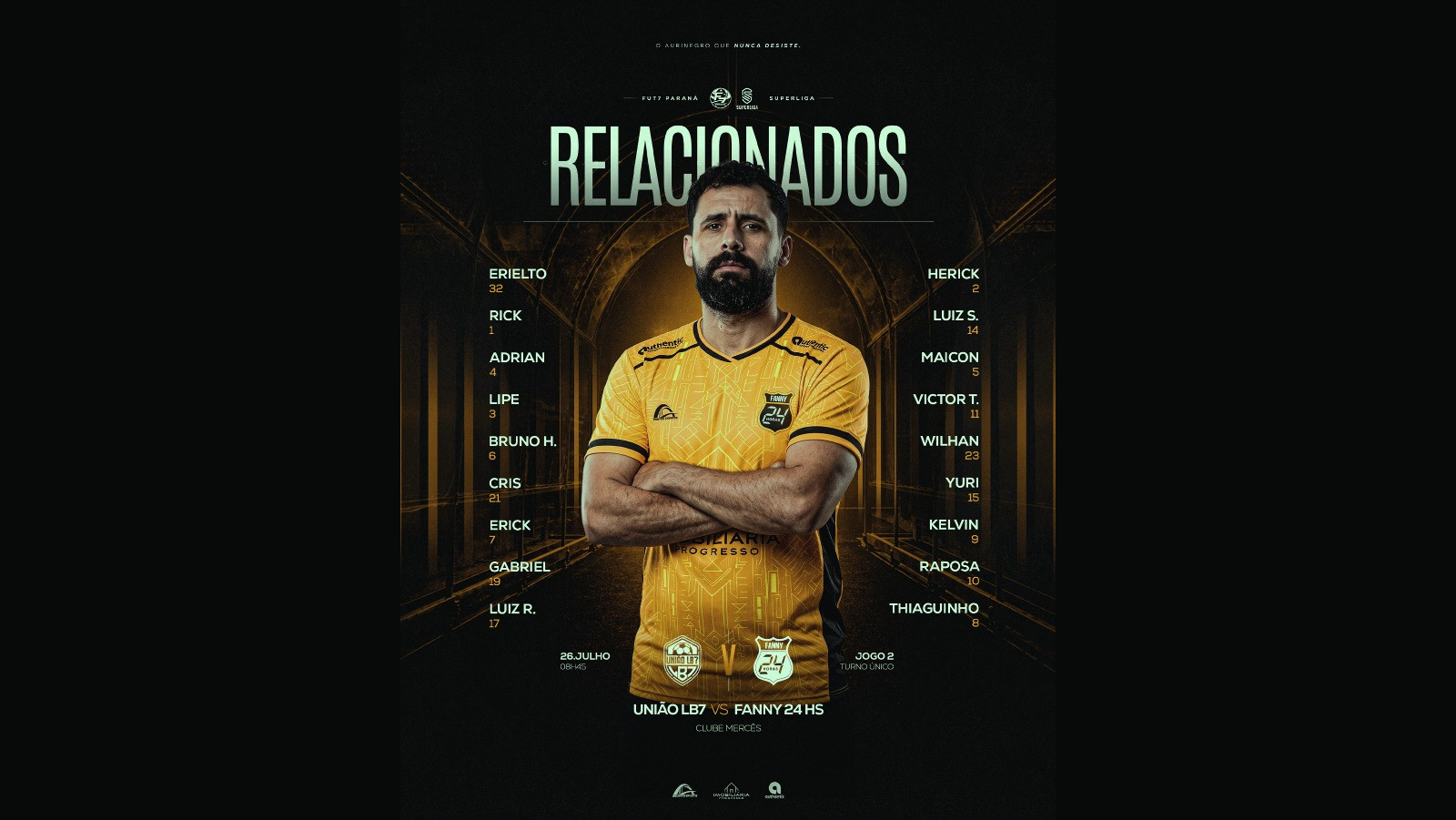 Elenco definido para o duelo contra o União LB7 pela Superliga Paraná