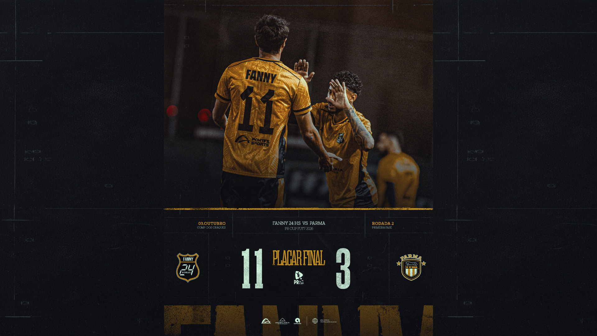 Com dez gols no segundo tempo, Fanny vira sobre o Parma e assume a vice-liderança da PR Cup