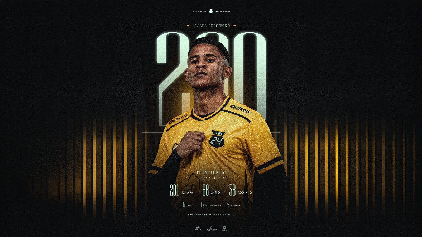 Thiaguinho alcança 200 jogos com a camisa do Fanny 24 Horas